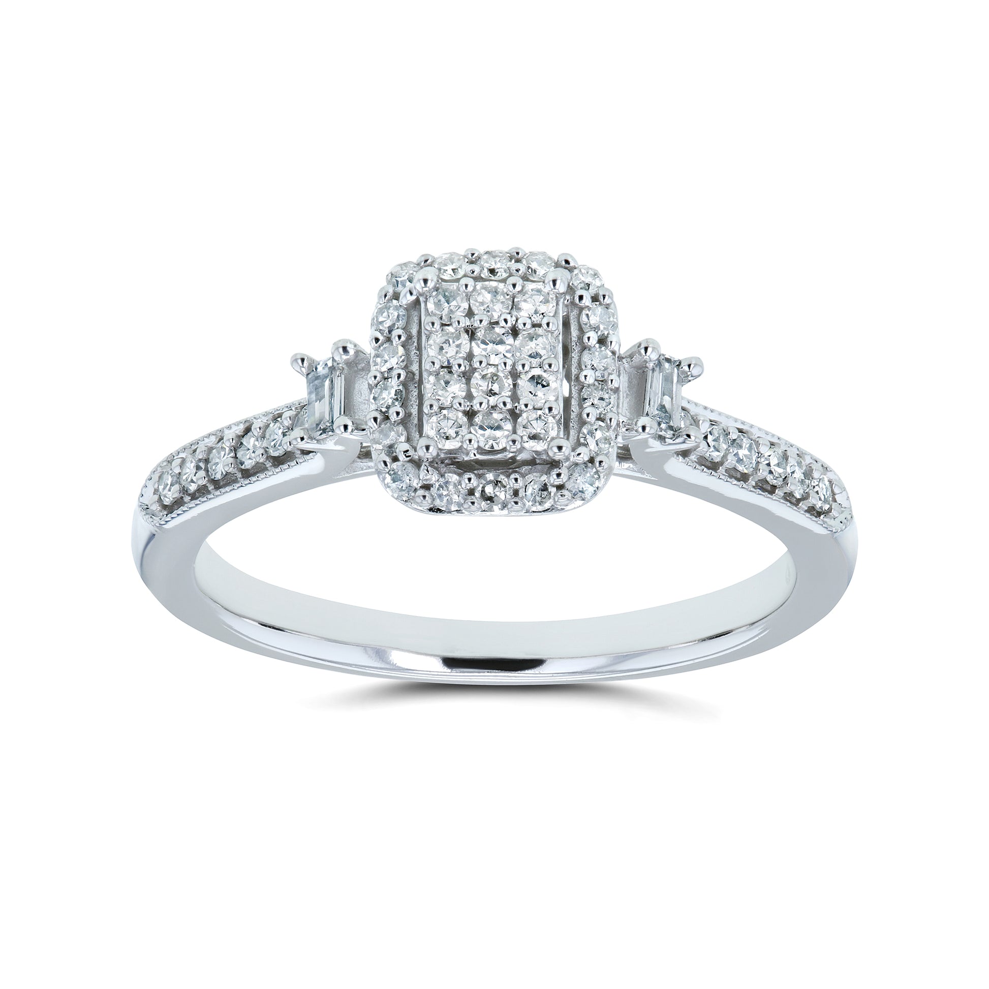 0.25 Carat Natural Diamond Rectangular Cluster Promise Ring