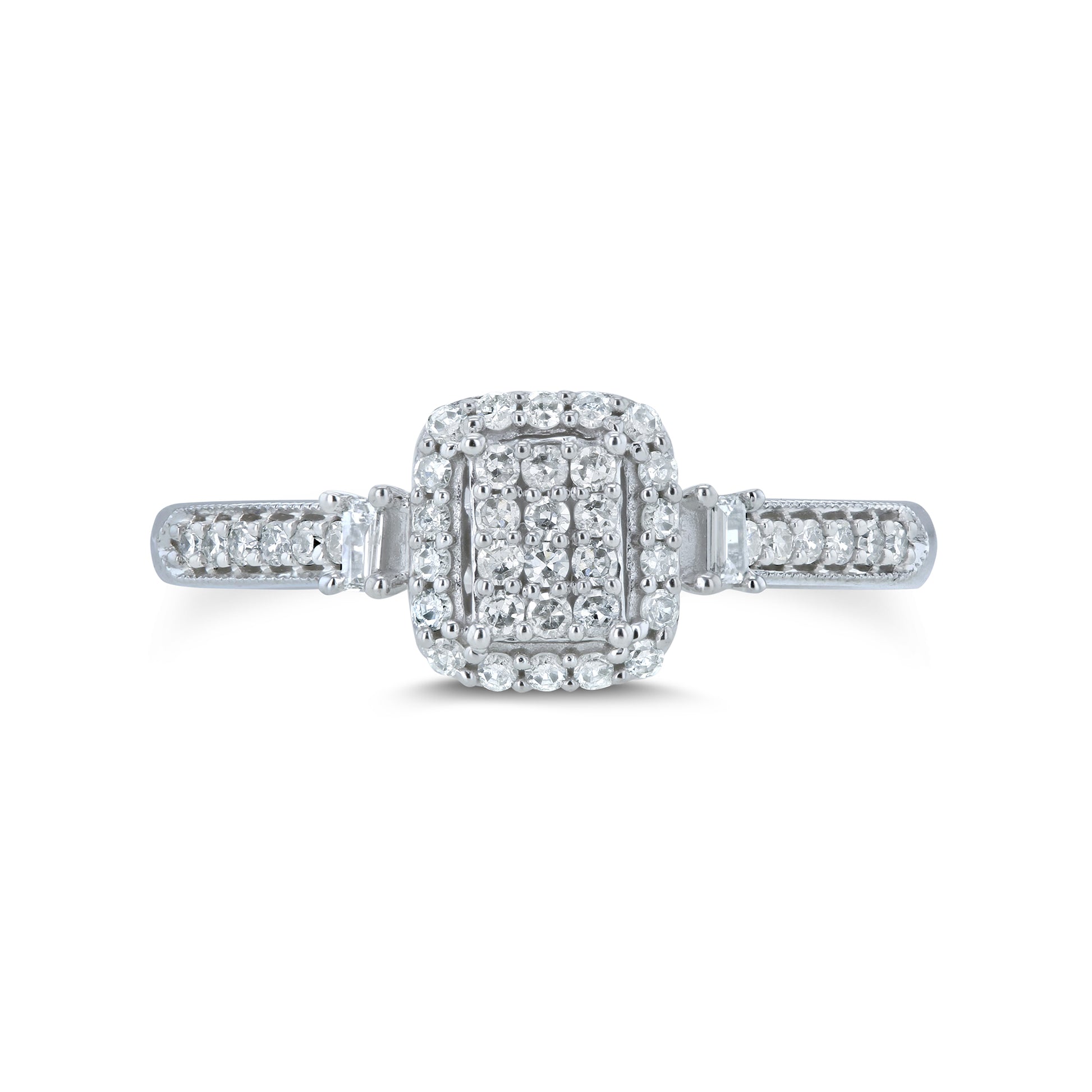 0.25 Carat Natural Diamond Rectangular Cluster Promise Ring