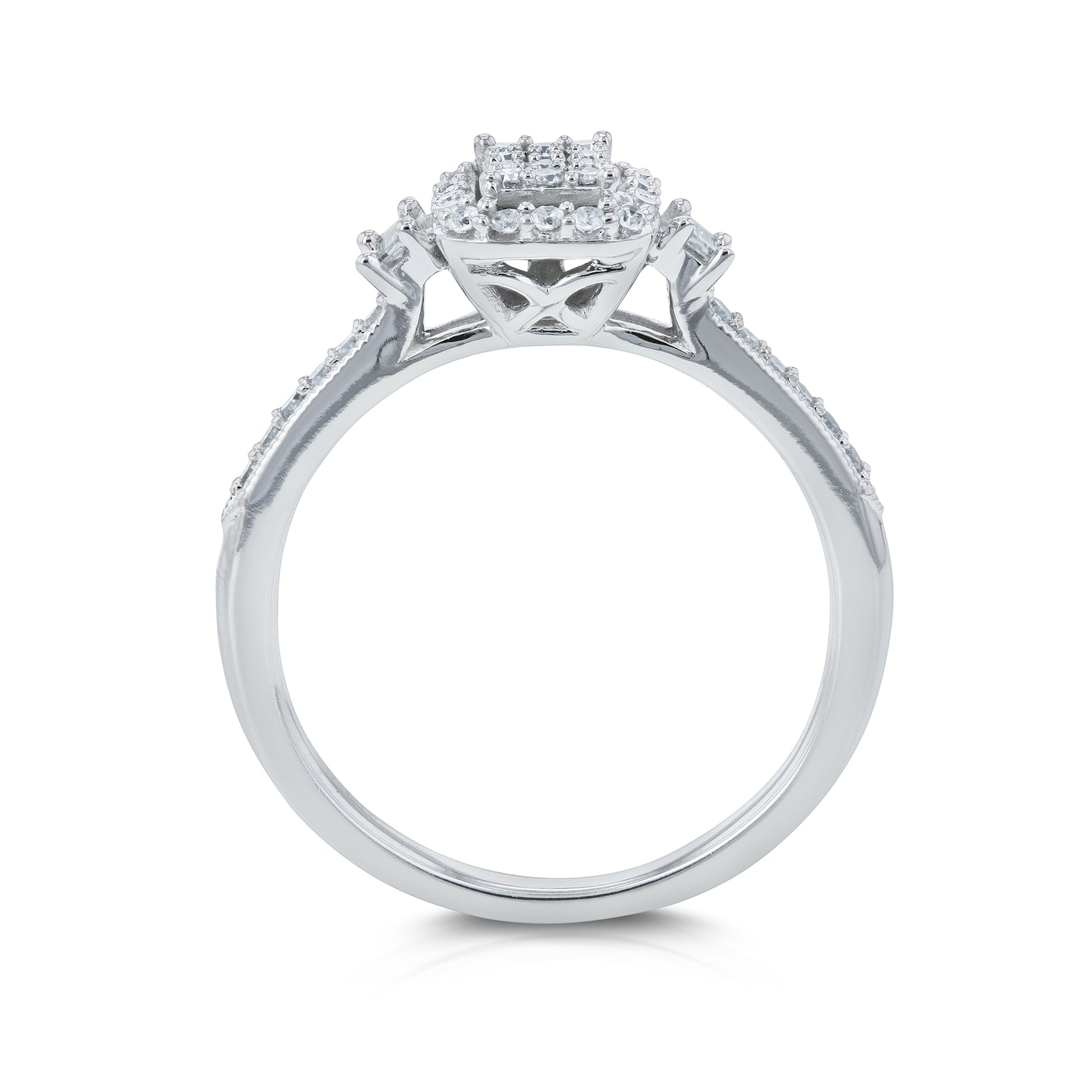 0.25 Carat Natural Diamond Rectangular Cluster Promise Ring