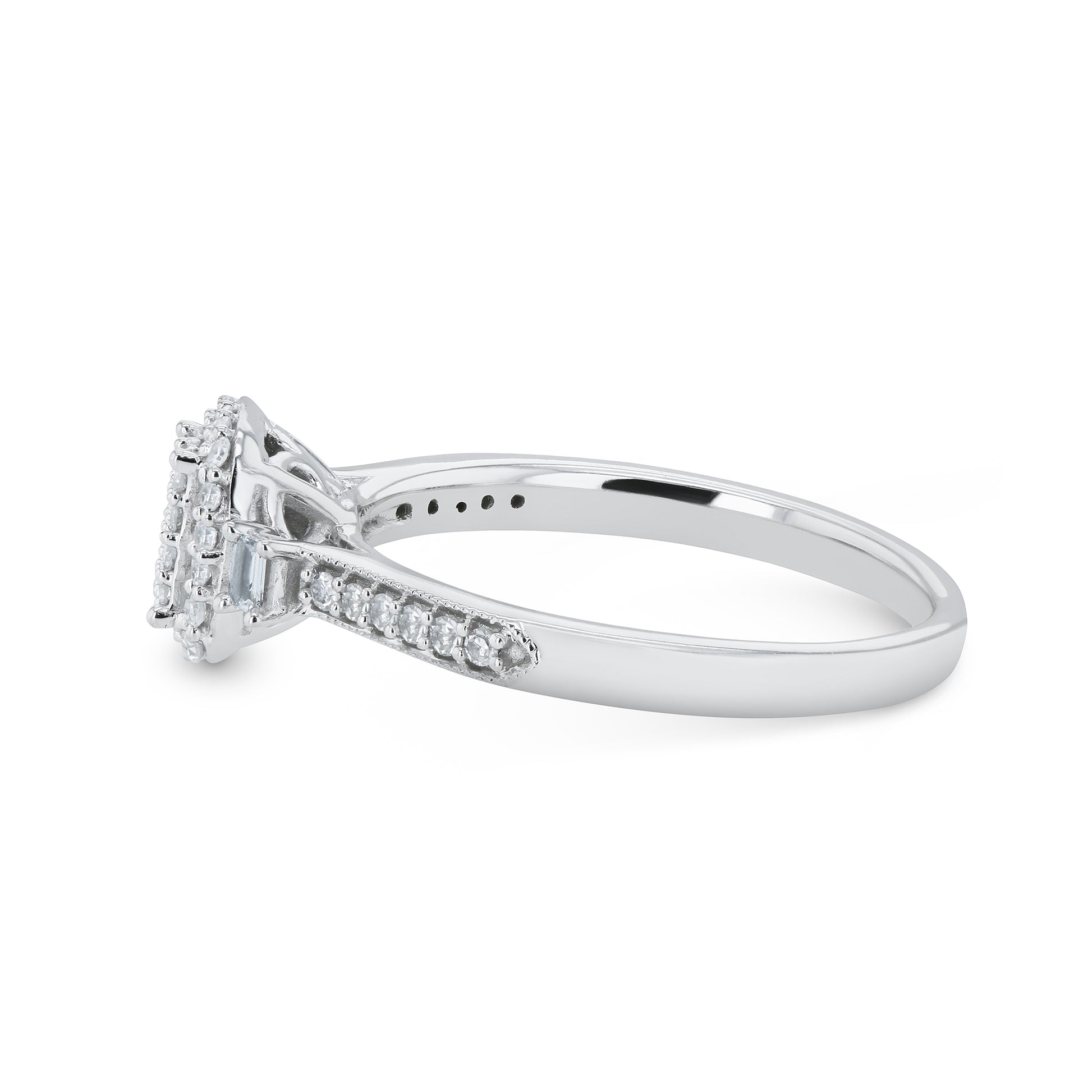 0.25 Carat Natural Diamond Rectangular Cluster Promise Ring