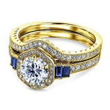 Kobelli Hexagon Halo Sapphire and Diamond Bridal Set 14k Gold (1 3/4 CTW) 62453R-EDBS/4.5Y