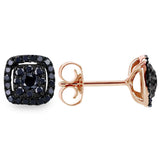 Kobelli Black Diamond Halo Stud Earrings 1/3 CTW 14k Black and Rose Gold 62454BKBK-R