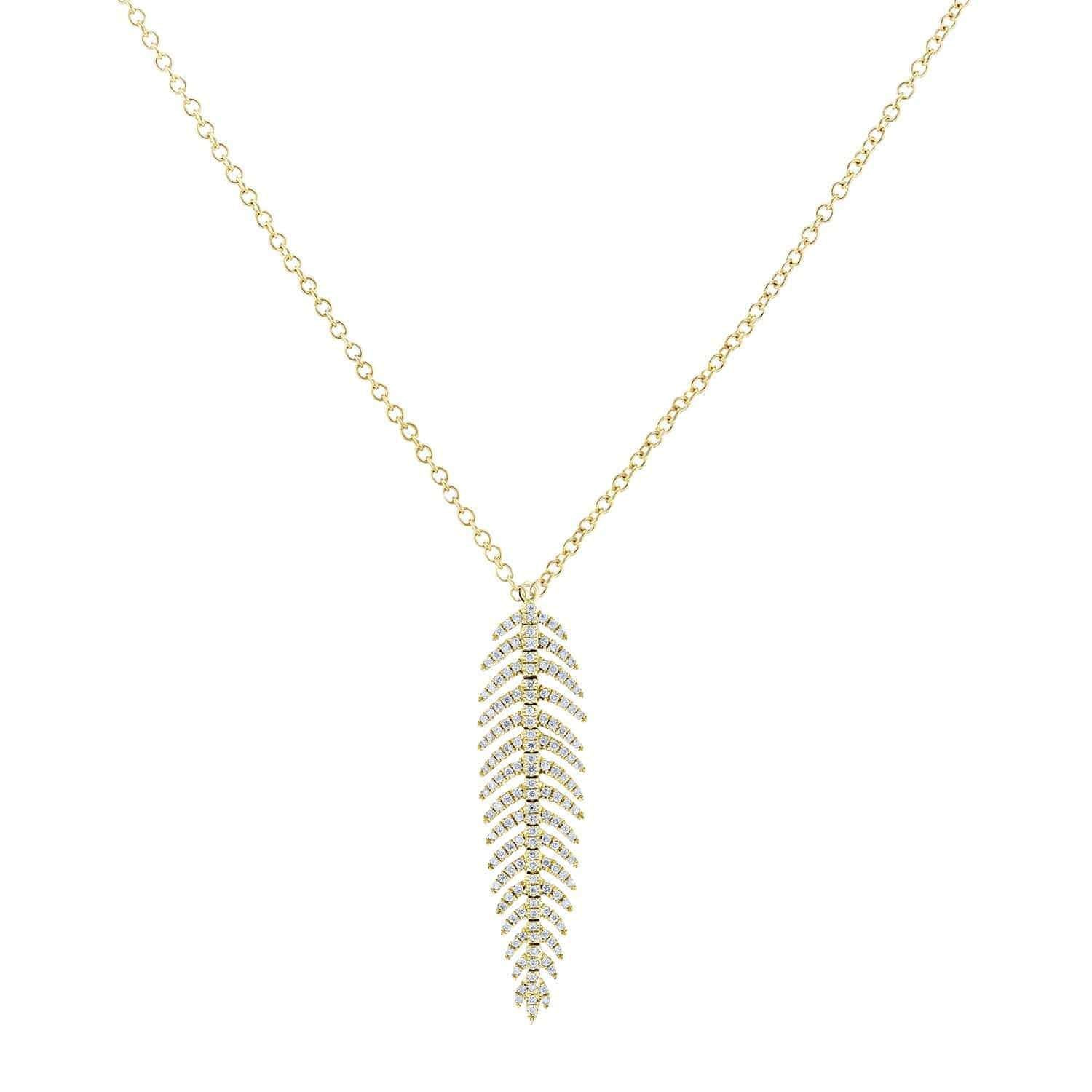 Kobelli Diamond Dangle Feather Necklace 2/5 CTW 14k Yellow Gold 62457V-Y