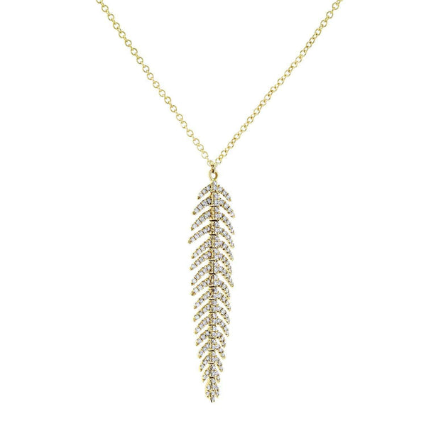 Kobelli Diamond Dangle Feather Necklace 2/5 CTW 14k Yellow Gold 62457V-Y