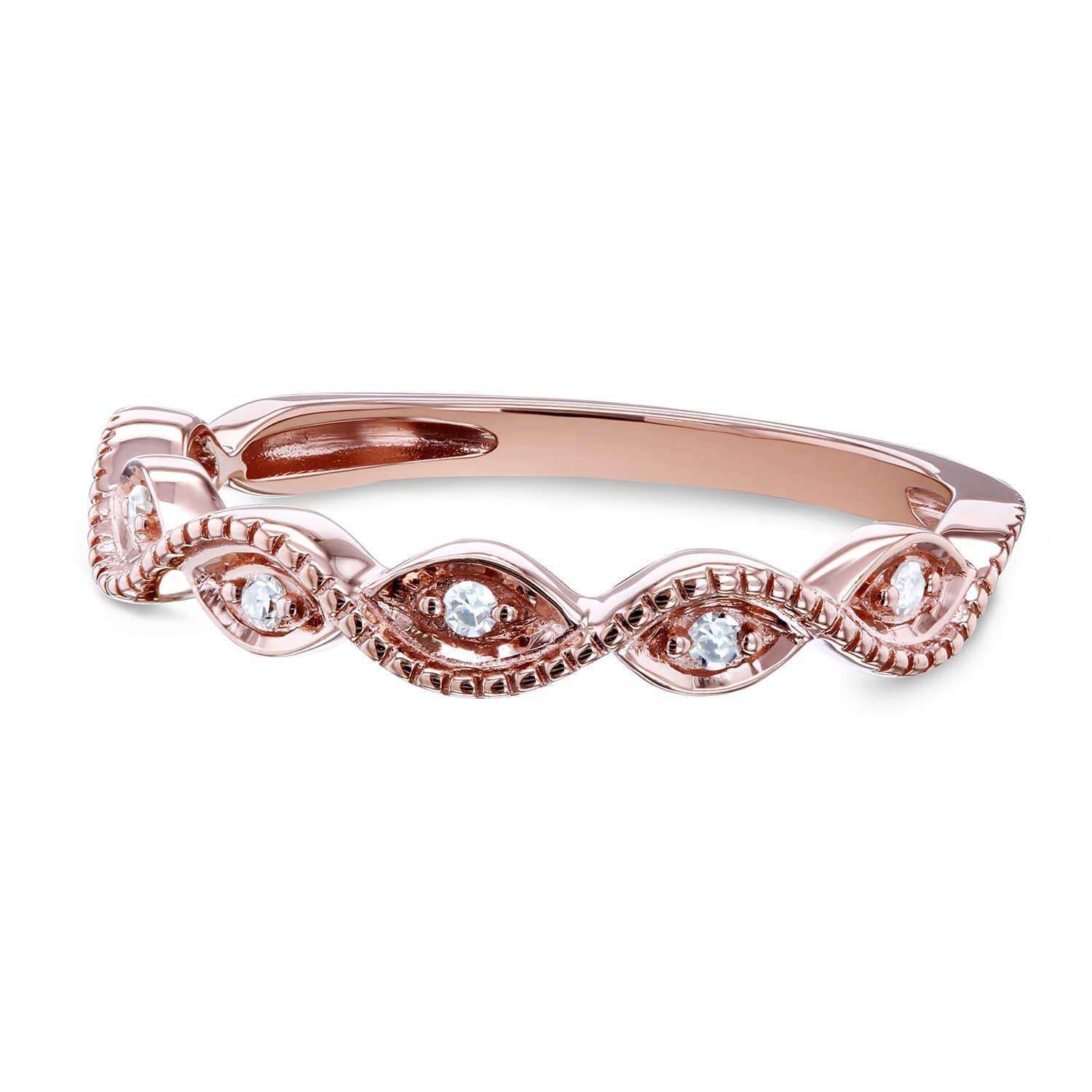Kobelli Accent Diamond Stackable Braided Fashion Ring in 10k Rose Gold
