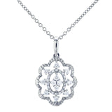 Kobelli Diamond Floral Pendant Necklace 1/4 CTW 10k White Gold, 18in Chain 62493