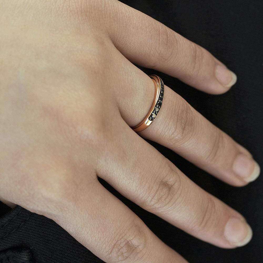 Kobelli Black Diamond Dash Ring 10k Rose Gold