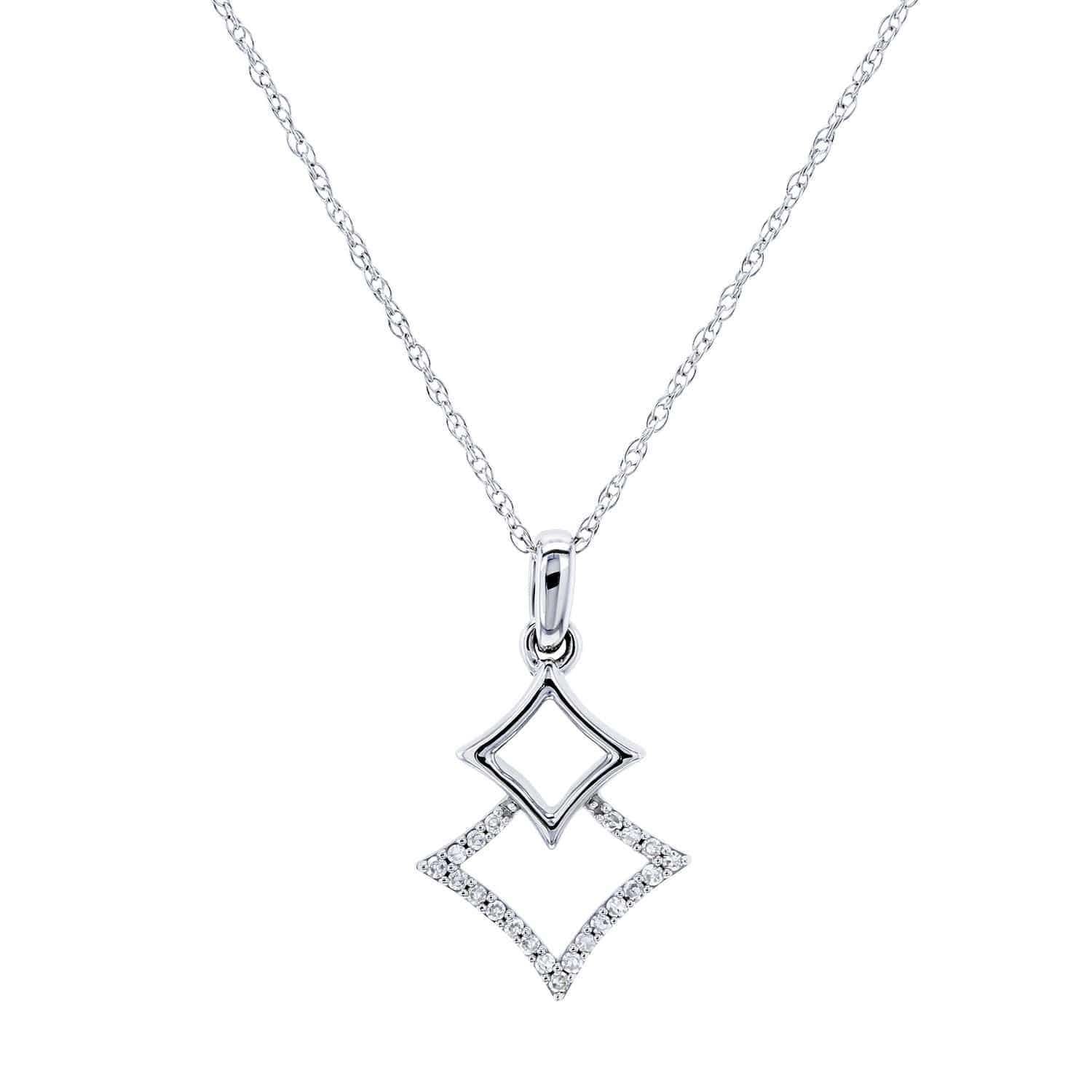 Kobelli Rhombus Geometric Diamond Necklace 10k White Gold, 18 Inch 62510-W
