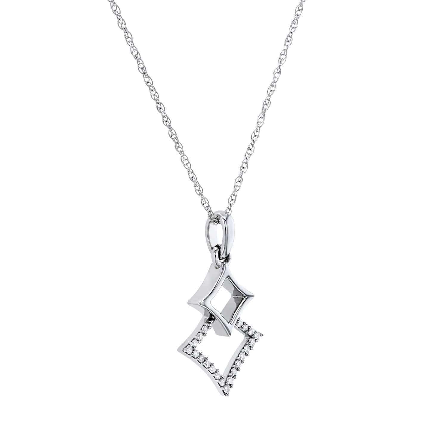 Kobelli Rhombus Geometric Diamond Necklace 10k White Gold, 18 Inch 62510-W