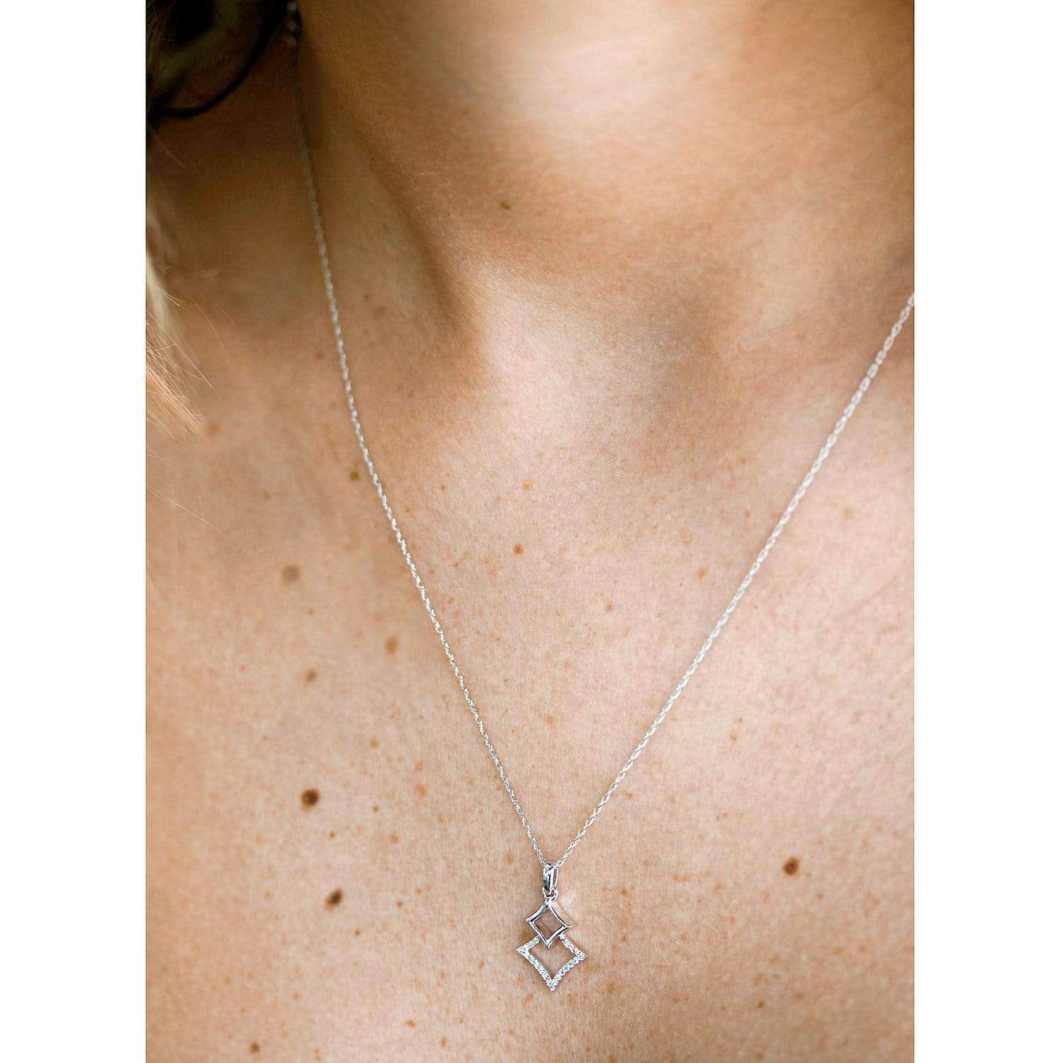 Kobelli Rhombus Geometric Diamond Necklace 10k White Gold, 18 Inch 62510-W