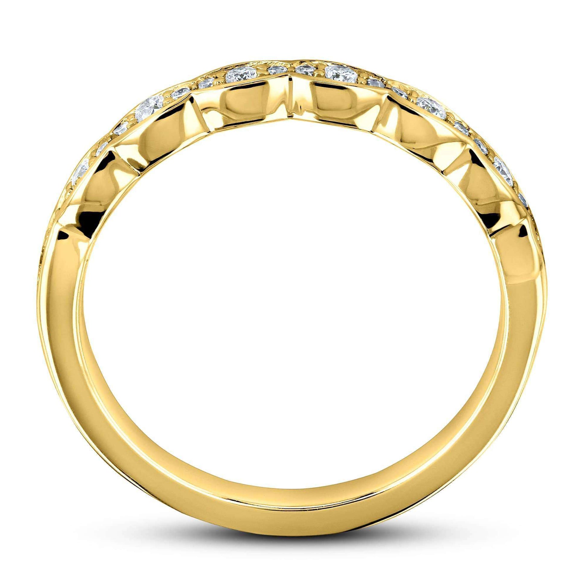 Kobelli Diamond Antique Wavy Wedding Band 1/6 Carat TCW 14k Gold
