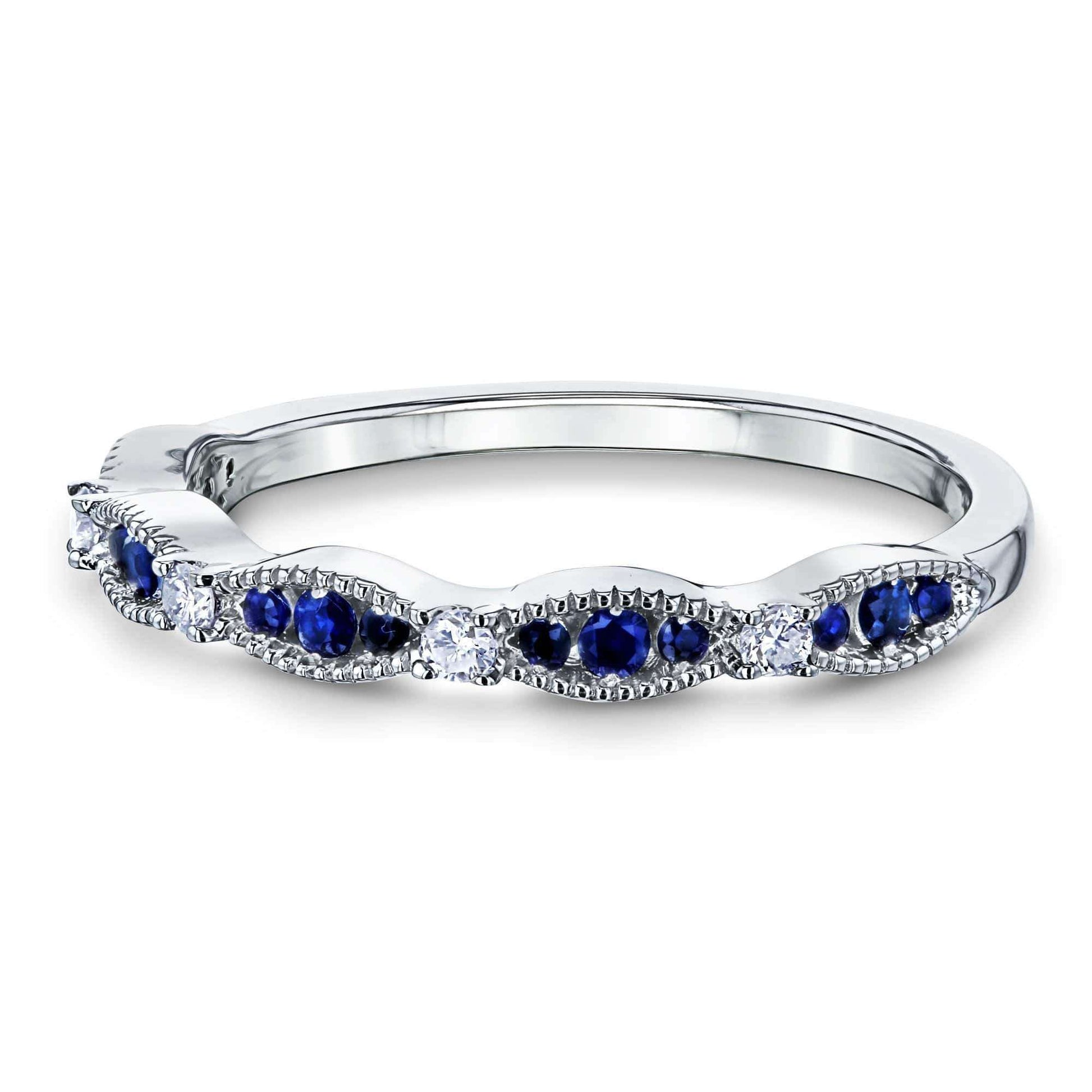 Kobelli Blue Sapphire White Diamond Band