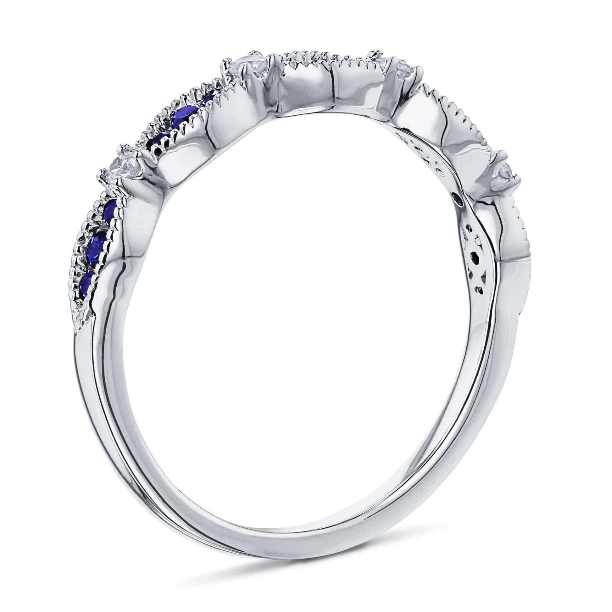 Kobelli Blue Sapphire White Diamond Band