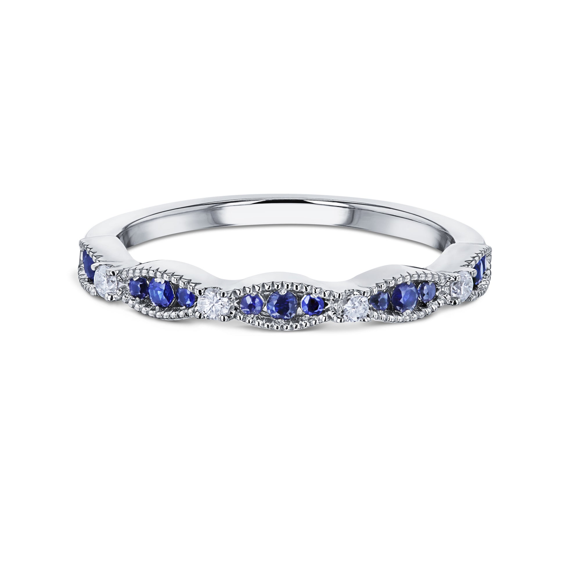 0.2 Carat Blue Sapphire Scallop Ring