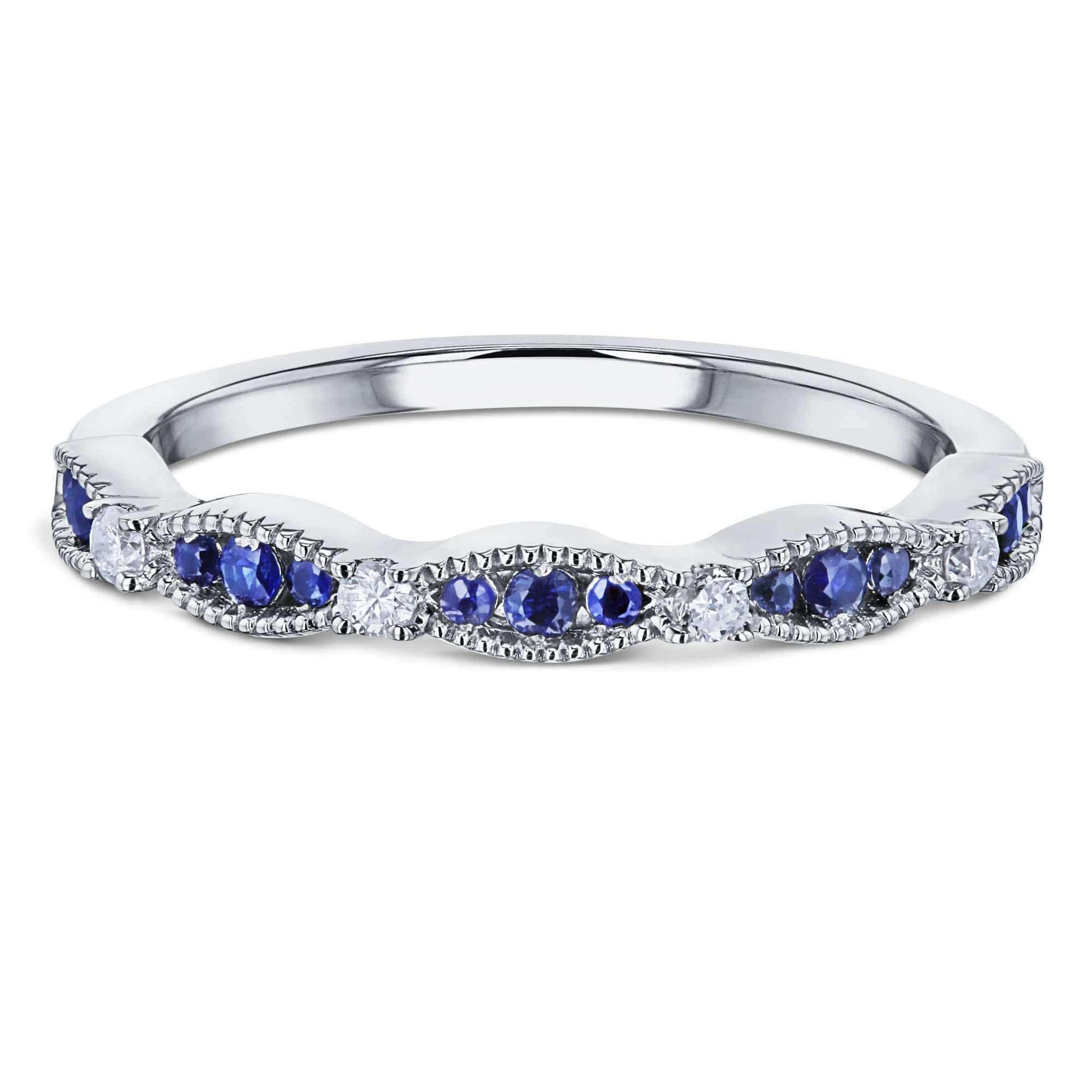 Kobelli Blue Sapphire White Diamond Band