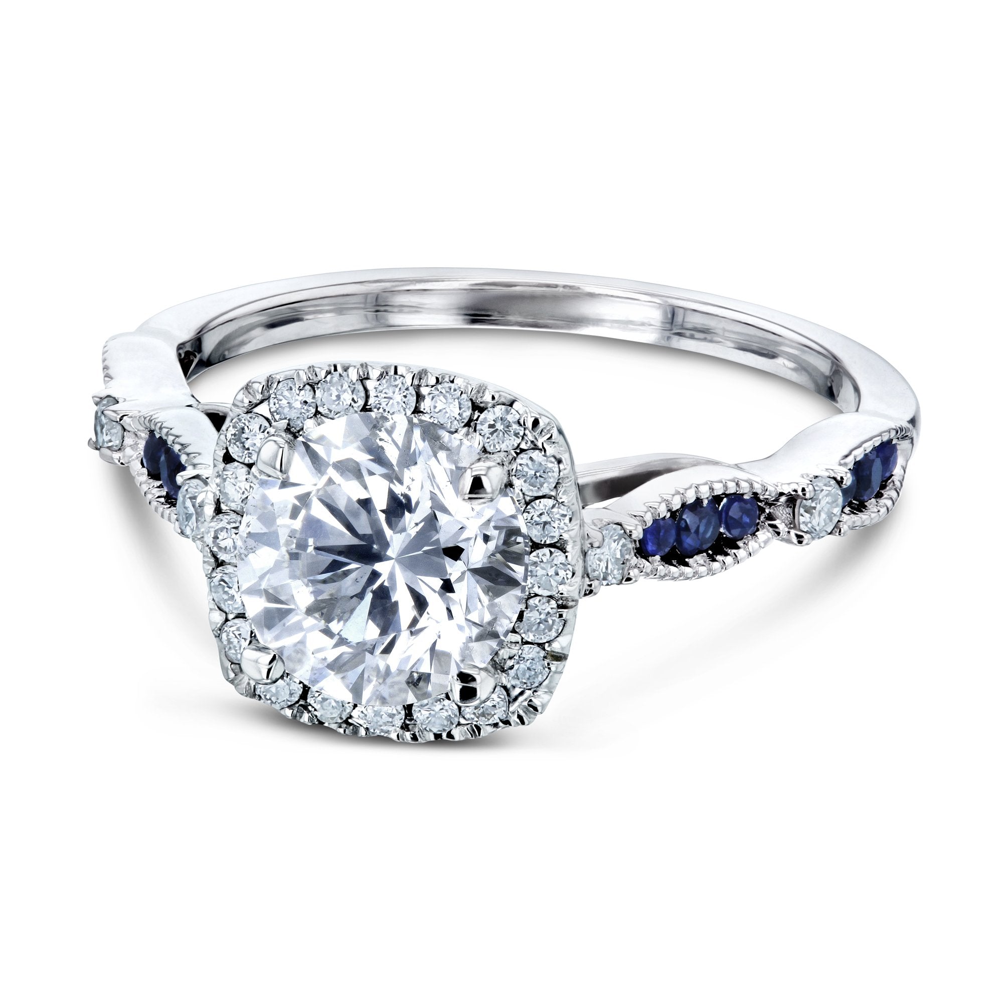 Kobelli Round Diamond and Blue Sapphire Ring