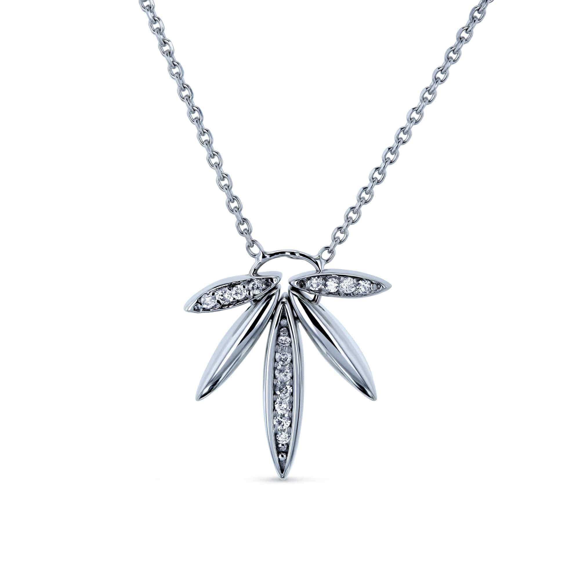 Kobelli 1/15ct Diamond Fanned Lotus Necklace 14k White Gold 62569-W