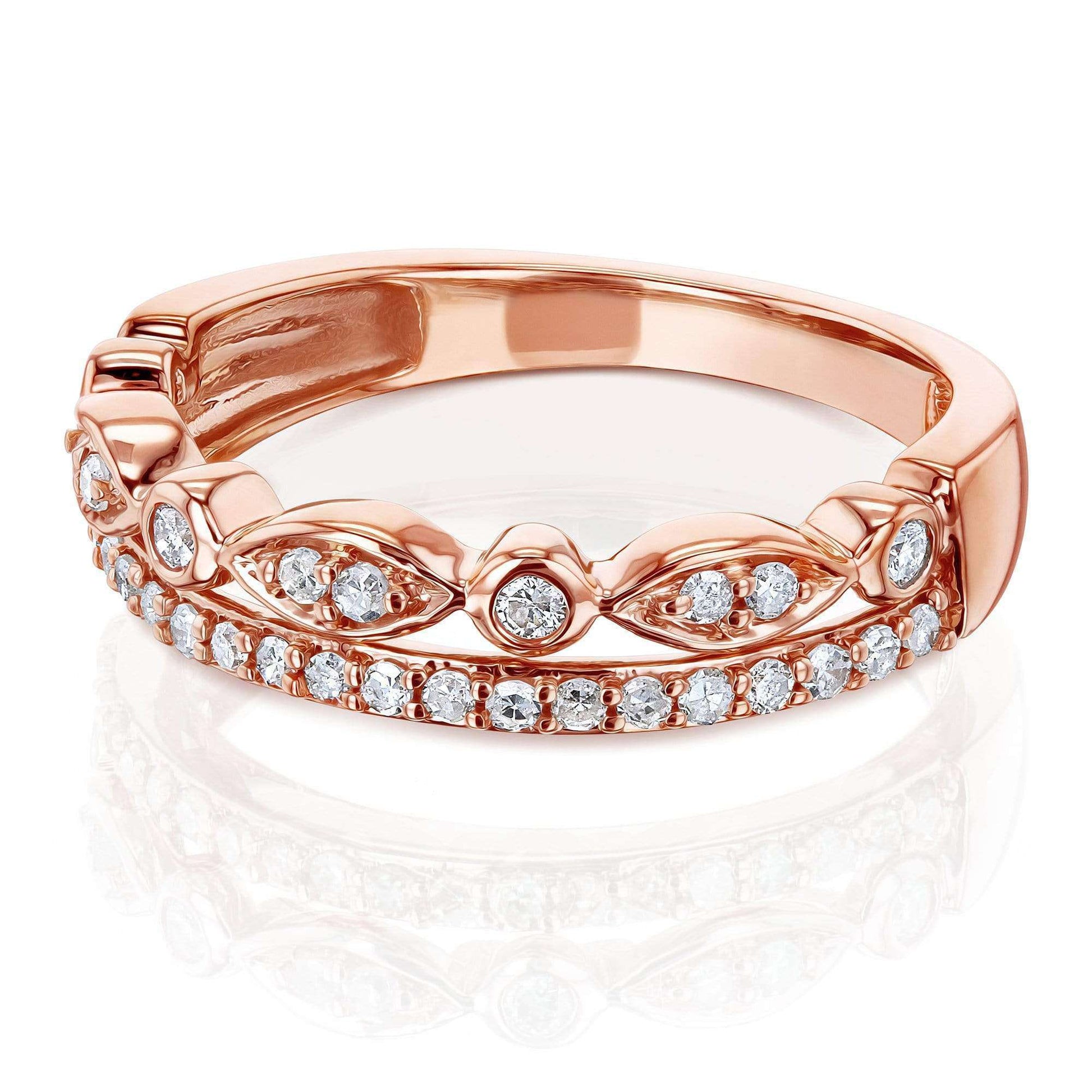 Kobelli Mixed Set Double Row Diamond Band 10k Rose Gold