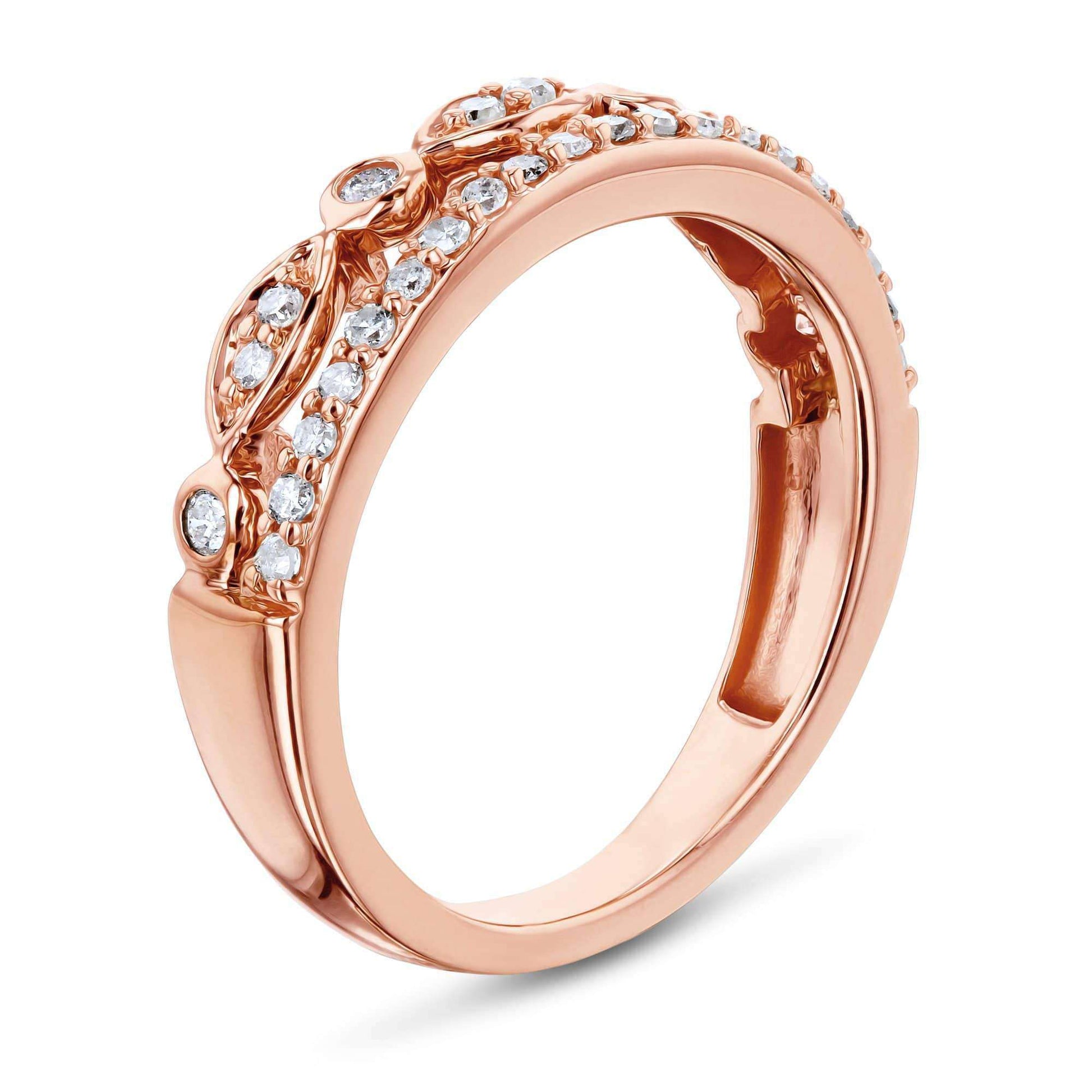 Kobelli Mixed Set Double Row Diamond Band 10k Rose Gold