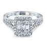 Kobelli Rectangular Clustuer Baguette Diamond Halo Split Shank Ring