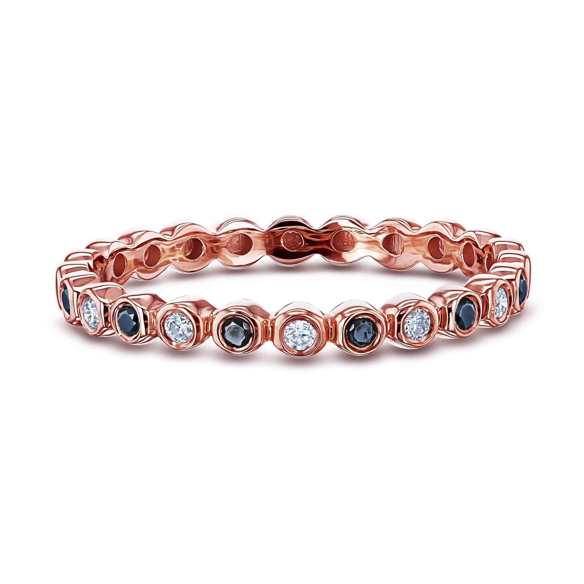 Kobelli Black and White Diamond Bezel Rose Gold Ring