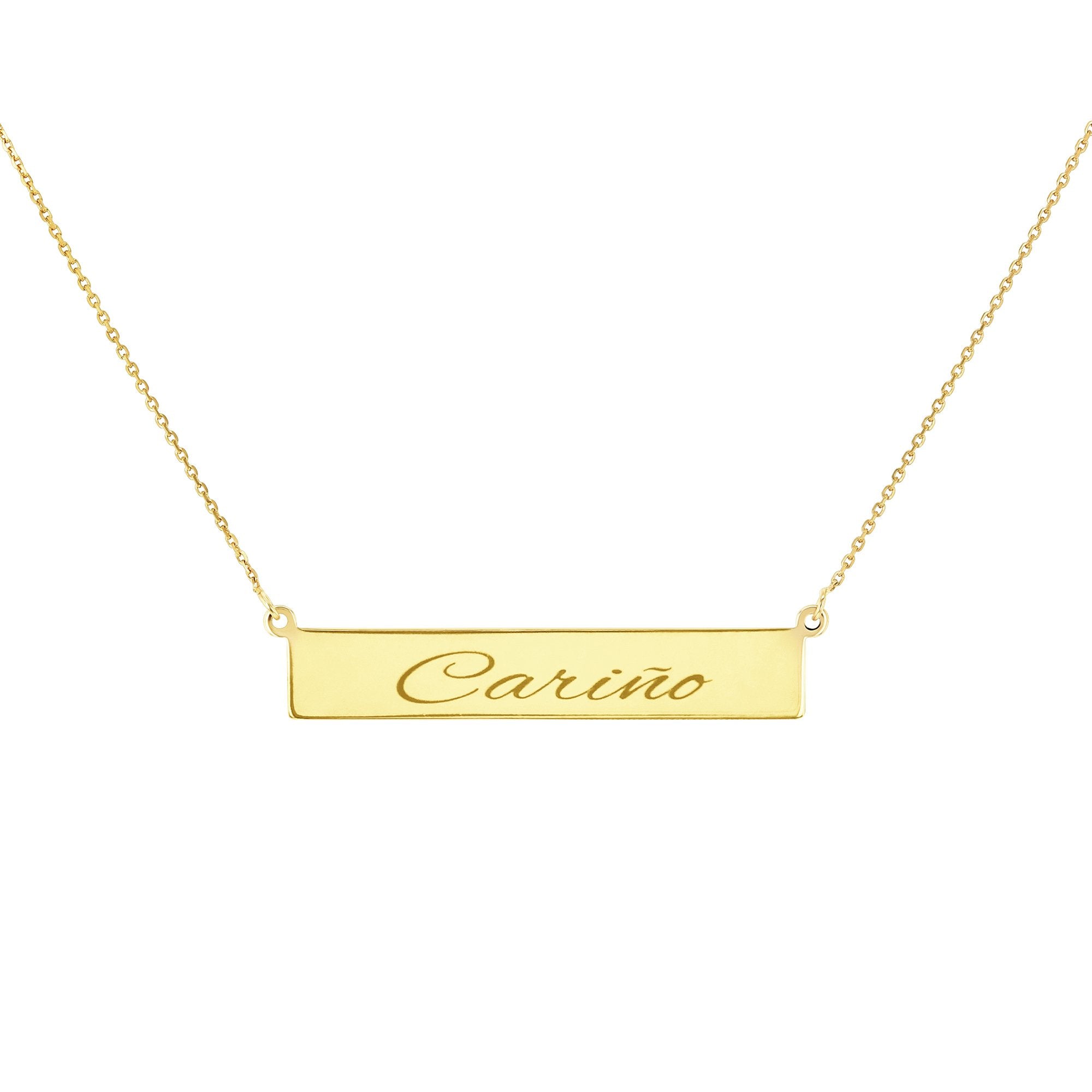 Kobelli Gold Name Plate East-West Rectangular Bar Necklace 18