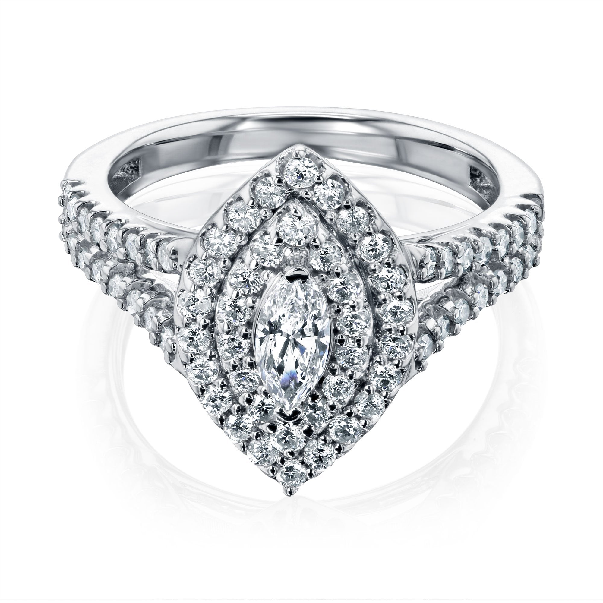 Kobelli Marquis Cluster Double Halo Split Shank Ring