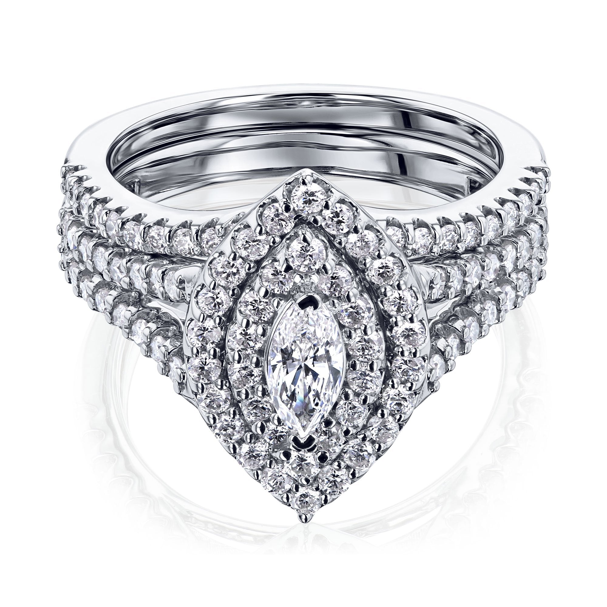 Kobelli Marquis Cluster Double Halo Split Shank Bridal Set