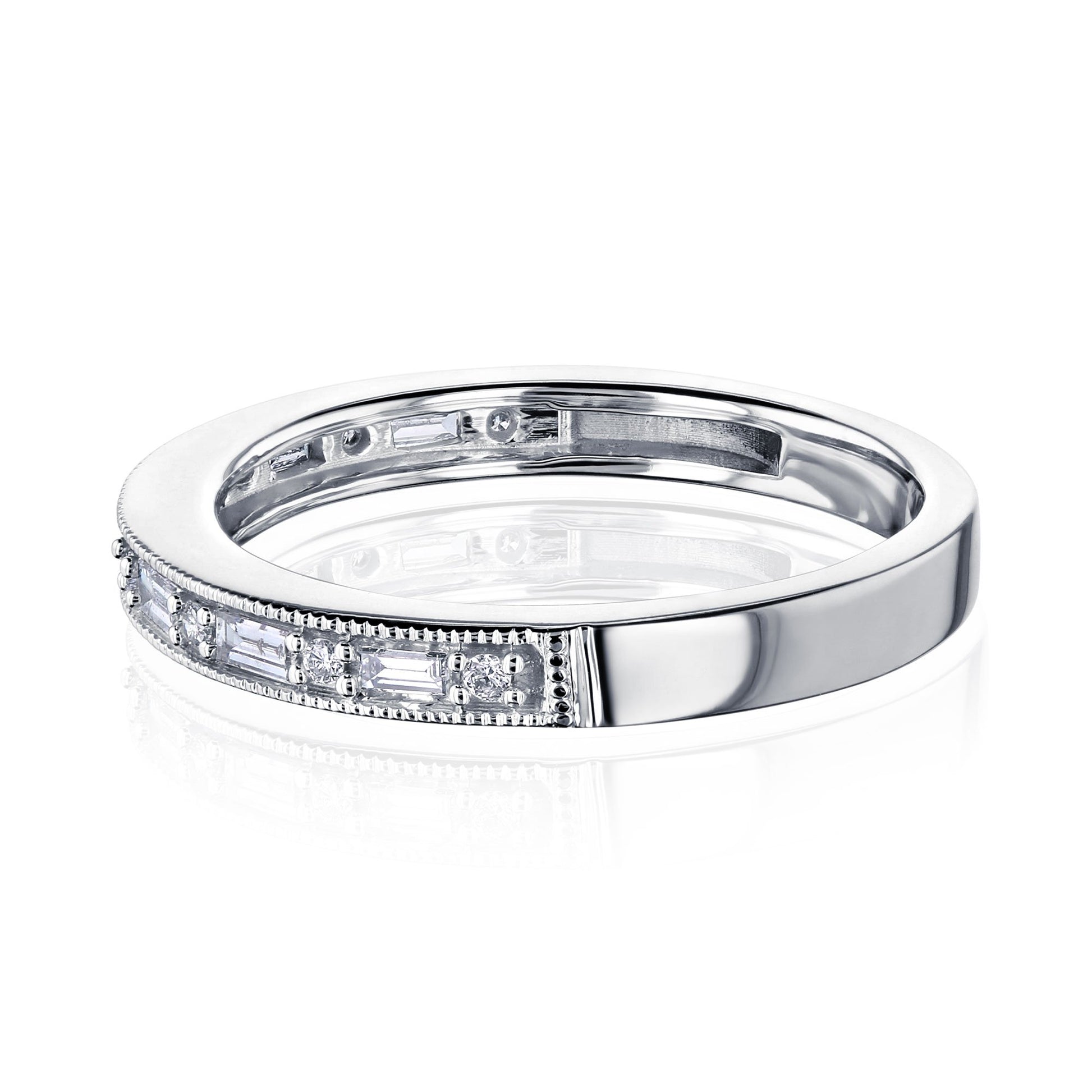Kobelli Milgrain Alternating Round and Baguette Diamond Band
