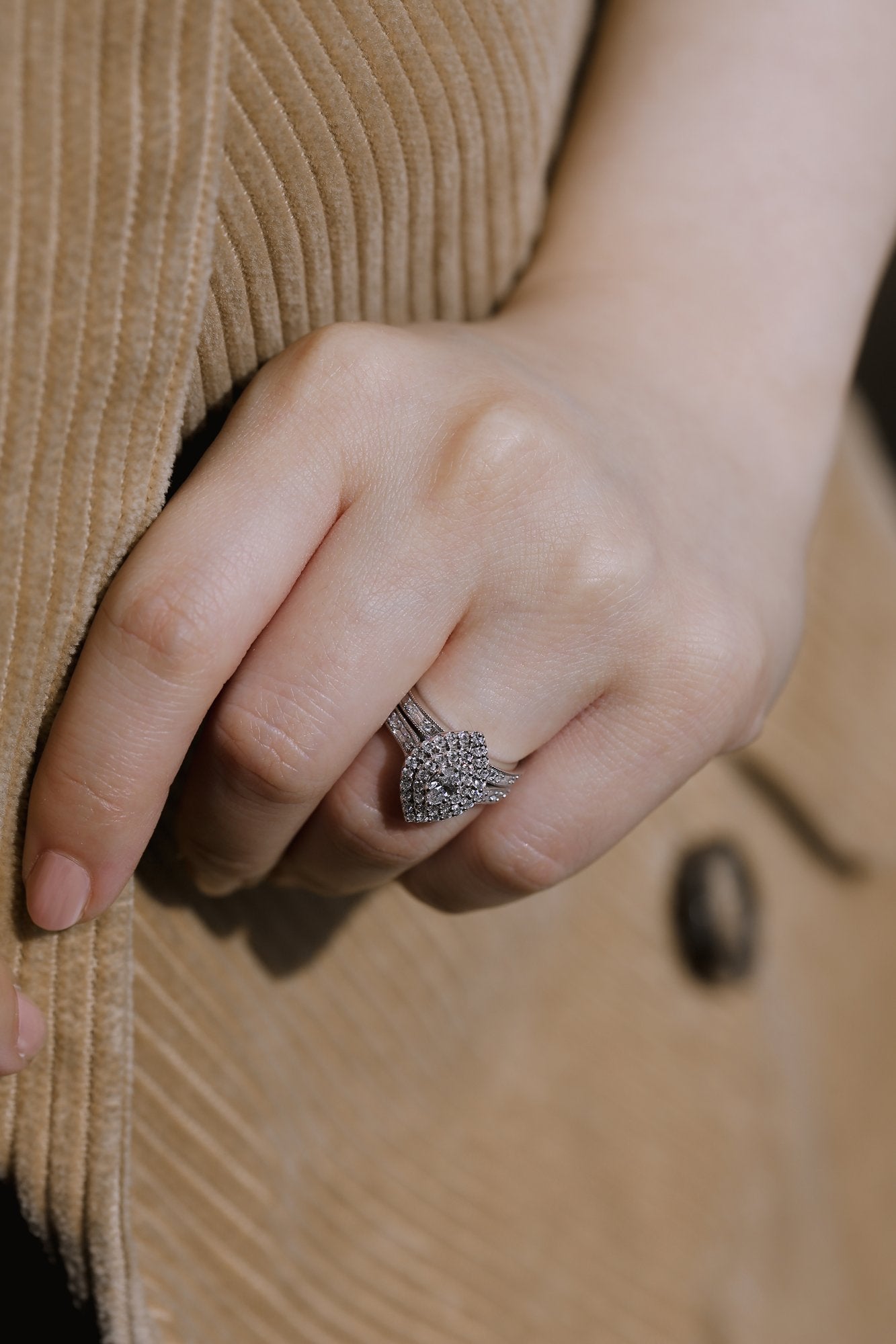 Marquis Double Halo Diamond Cluster Ring