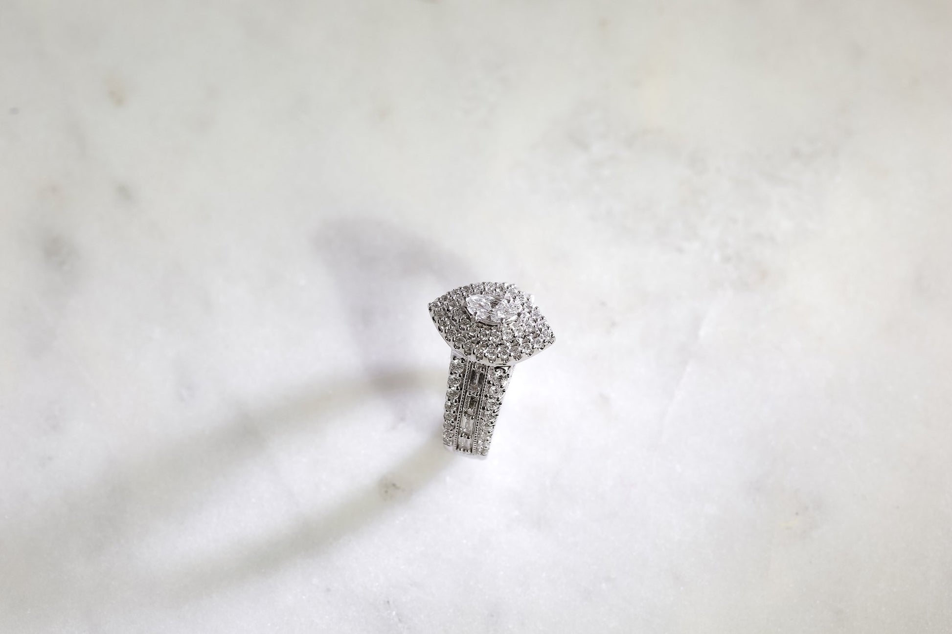 Marquis Double Halo Diamond Cluster Ring