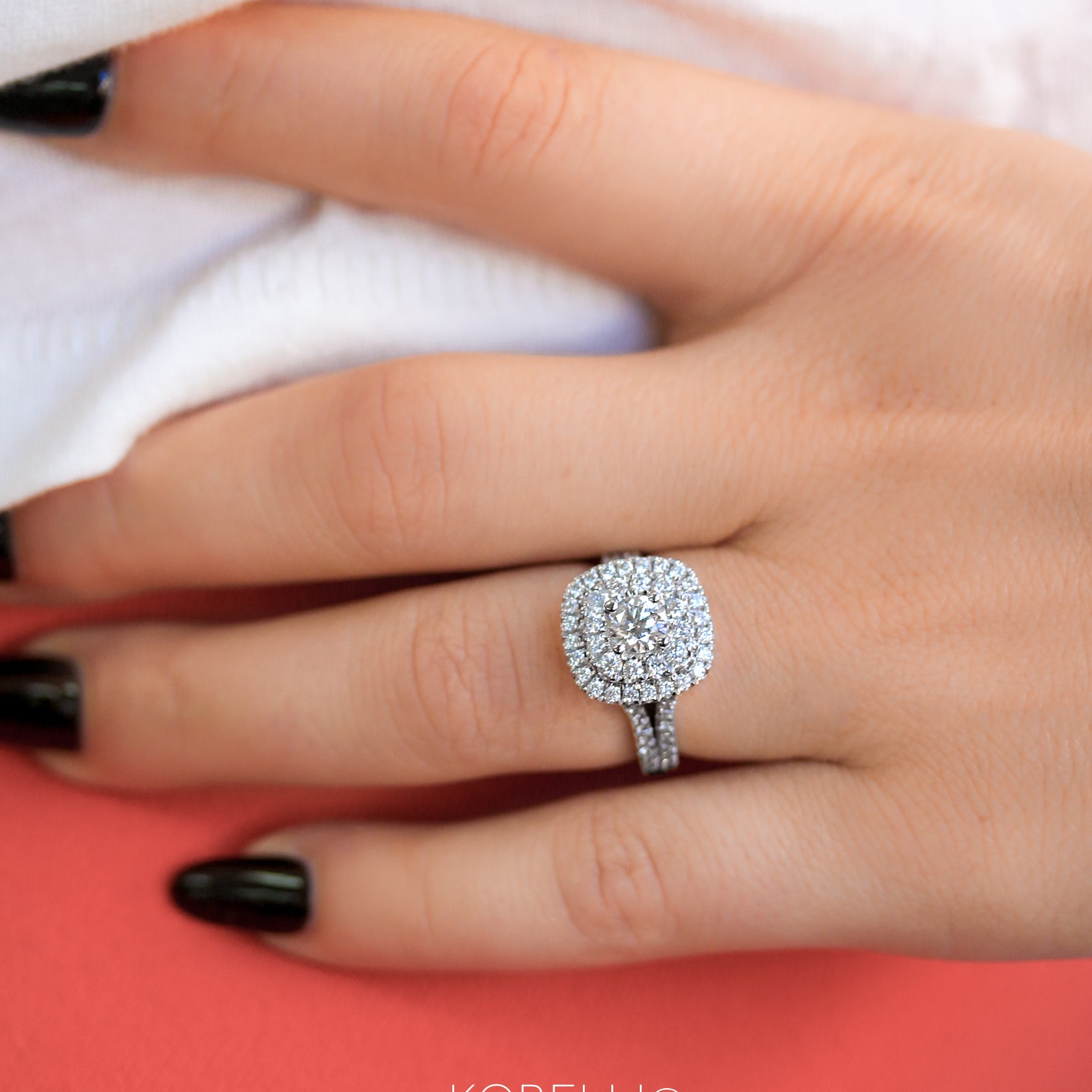 1.7 Carat Natural Diamond Cushion Cluster Serah Ring