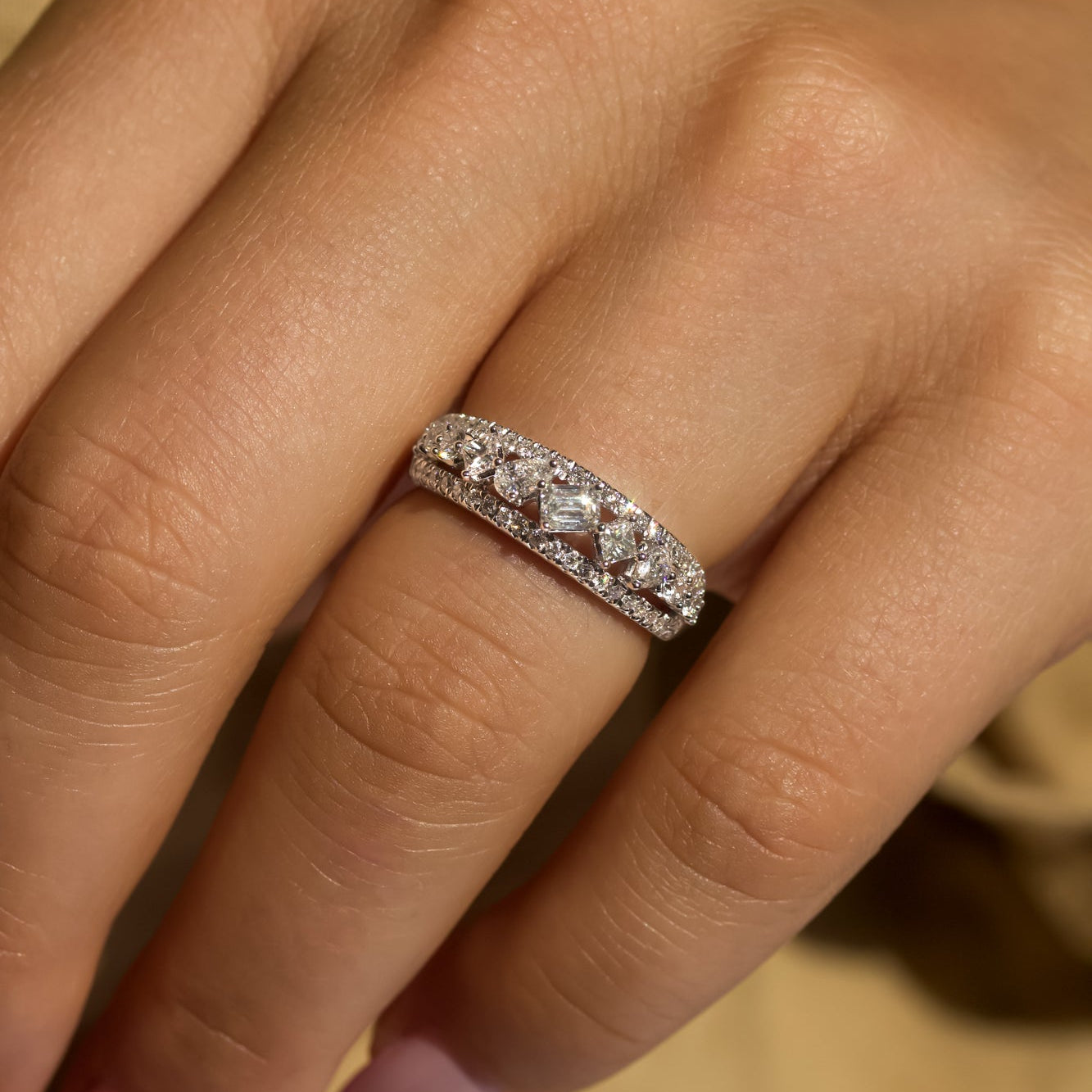 Kobelli Mixy Diagonal Triple Strand Diamond Row Band