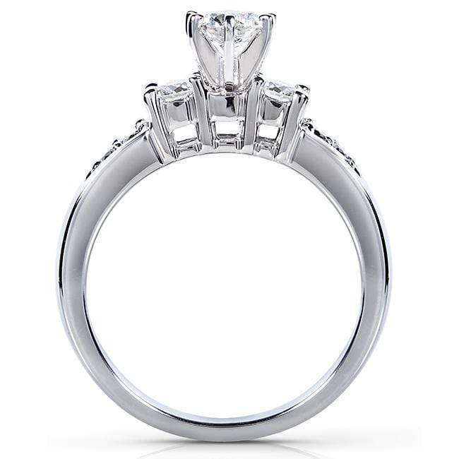 Kobelli Three Stone Round Diamond Bridal Set 1 5/8 carat (ctw) in 14k White Gold (3 Piece Set)