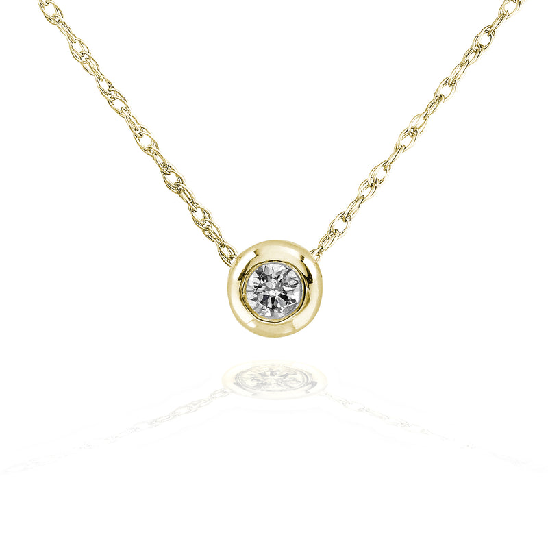 Kobelli Tiny Diamond Solitaire Bezel Necklace in 14k Gold (18" Chain)