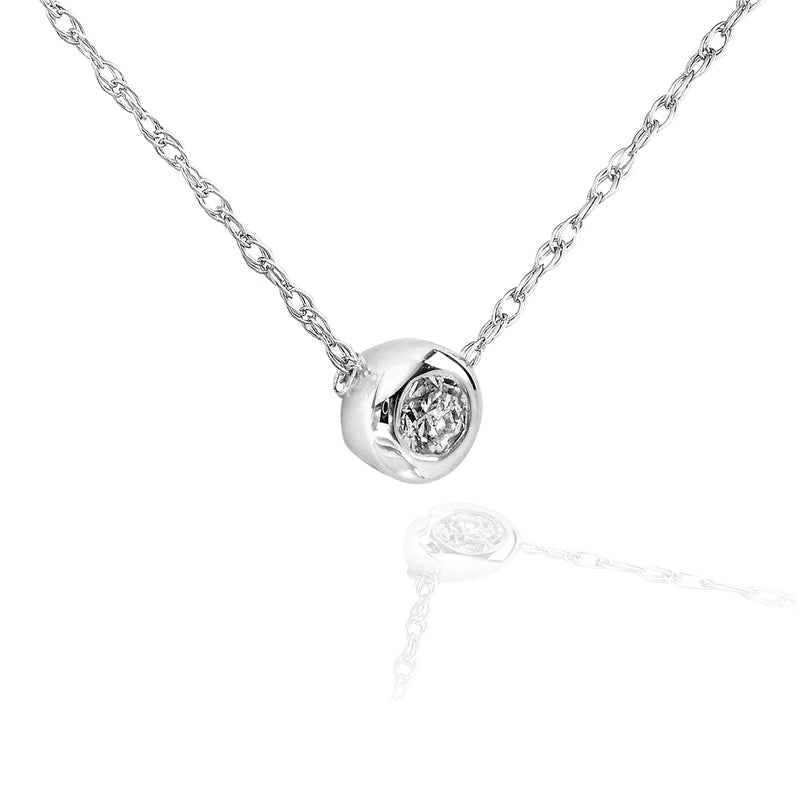 Kobelli Tiny Diamond Solitaire Bezel Necklace in 14k Gold (18" Chain)