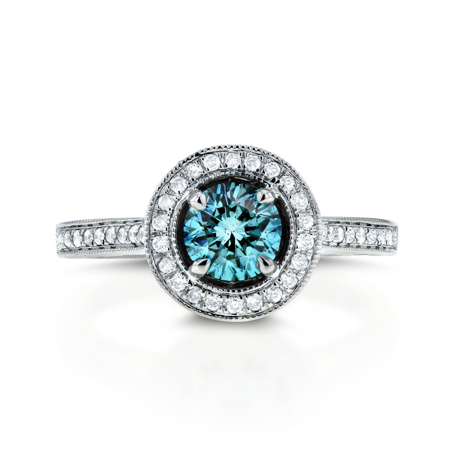 Fancy Blue Halo Diamond Ring Carat (ctw) in 14k White Gold – Kobelli
