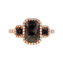 3.46 Carat Black Diamond Rustic 3-Stone Ring