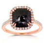 Kobelli Cushion Cut Black Diamond Halo Ring 3 7/8 CTW in 14k Rose Gold 71148X/8.5R