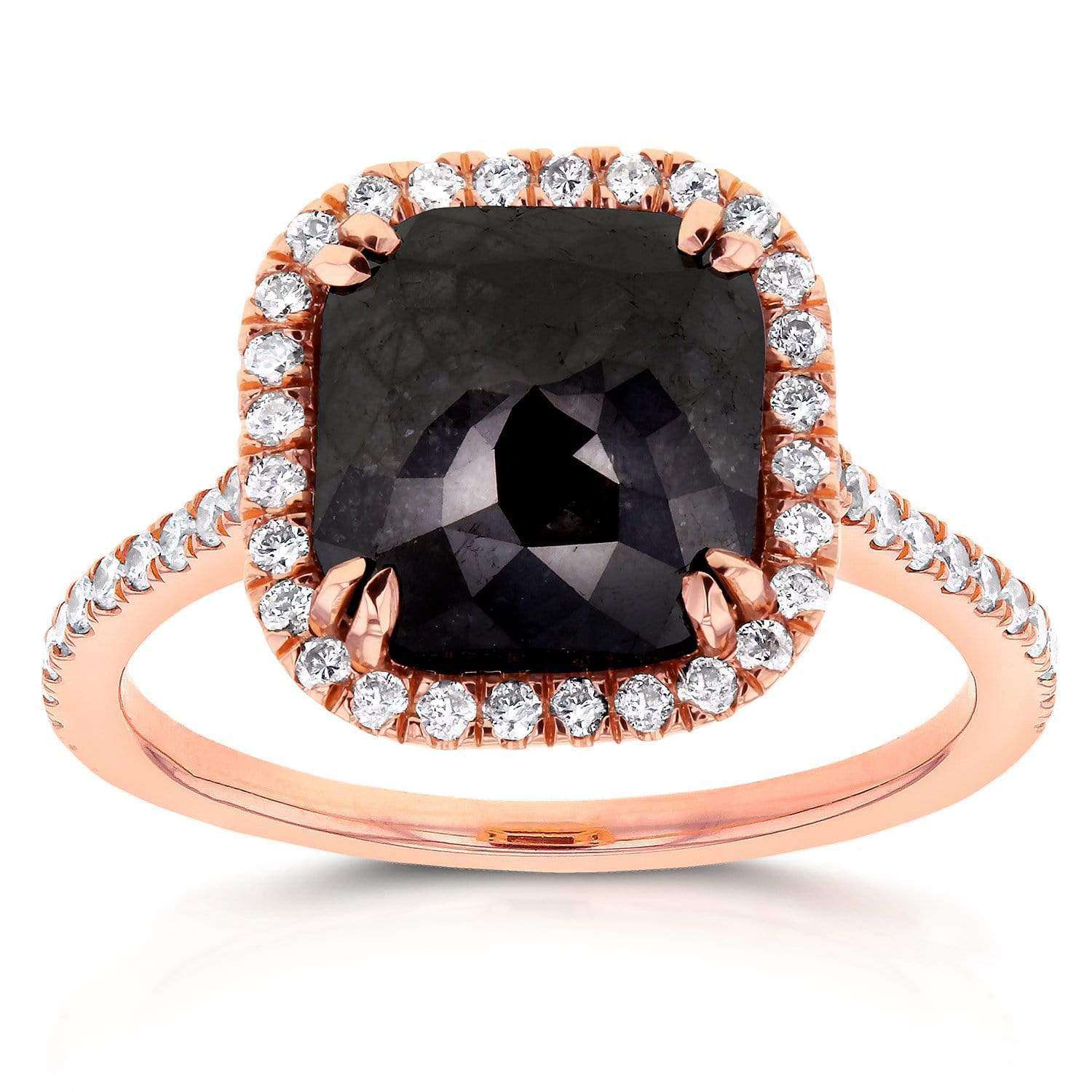 Kobelli Cushion Cut Black Diamond Halo Ring 3 7/8 CTW in 14k Rose Gold 71148X/8.5R