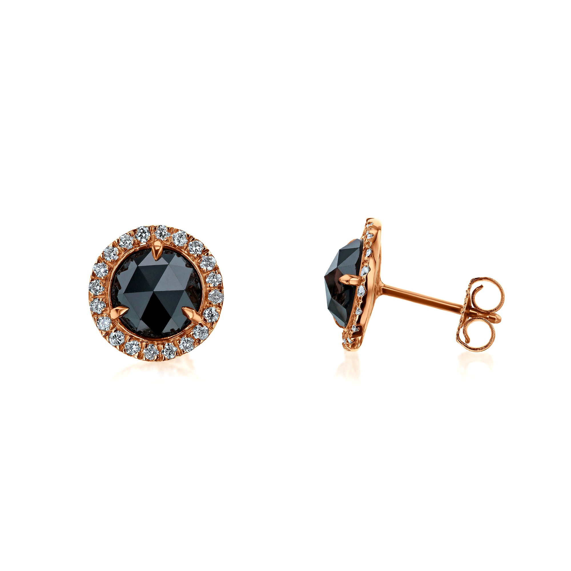 2.6 Carat Black Diamond Morgana Halo Studs