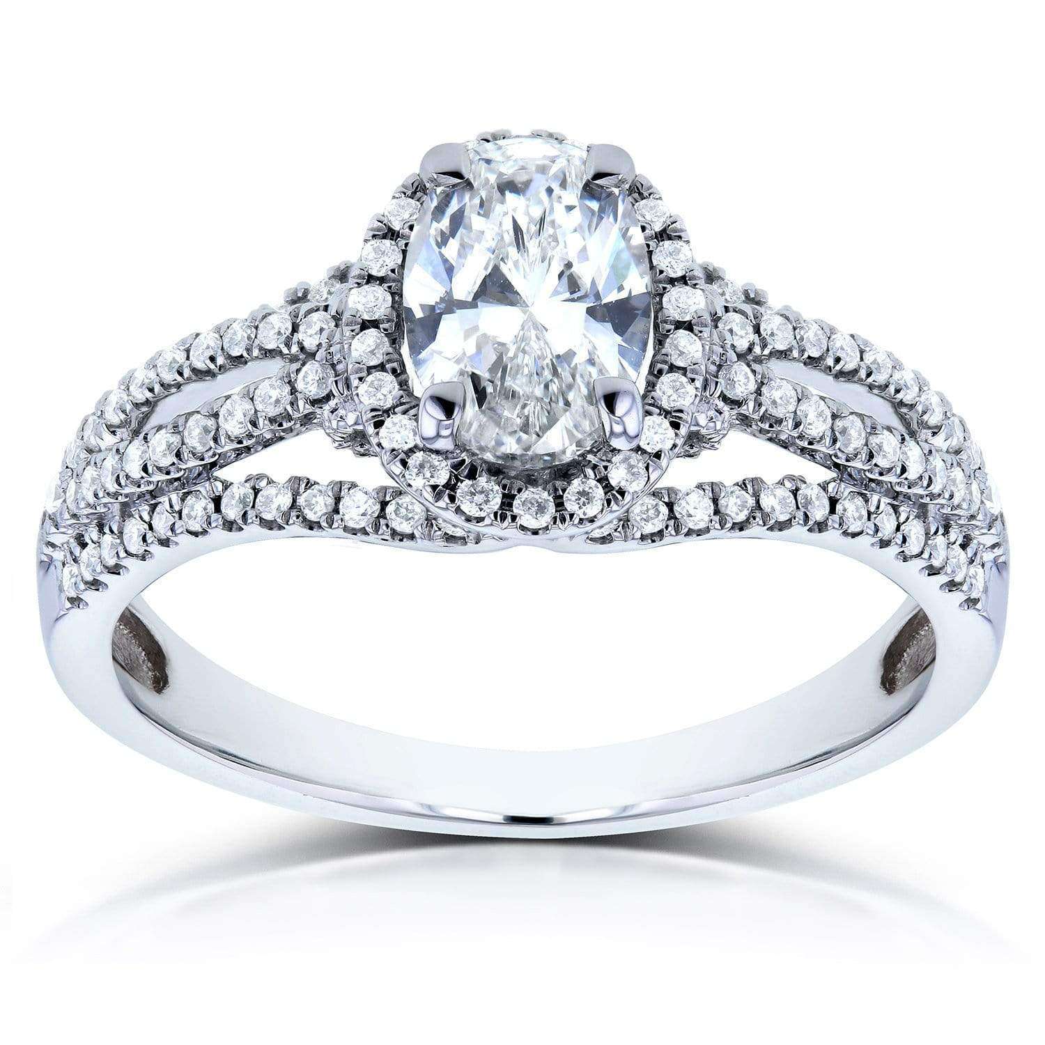 Kobelli Antique Oval Diamond Braided Engagement Ring 1 CTW in 14k White Gold