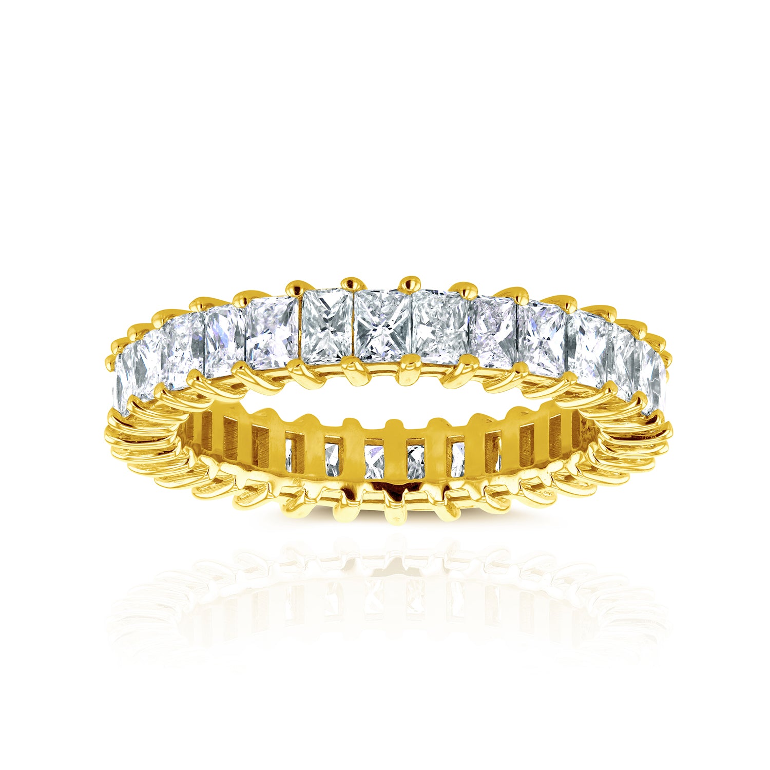 3.83 Carat Natural Diamond Princess Baguette Eternity Ring