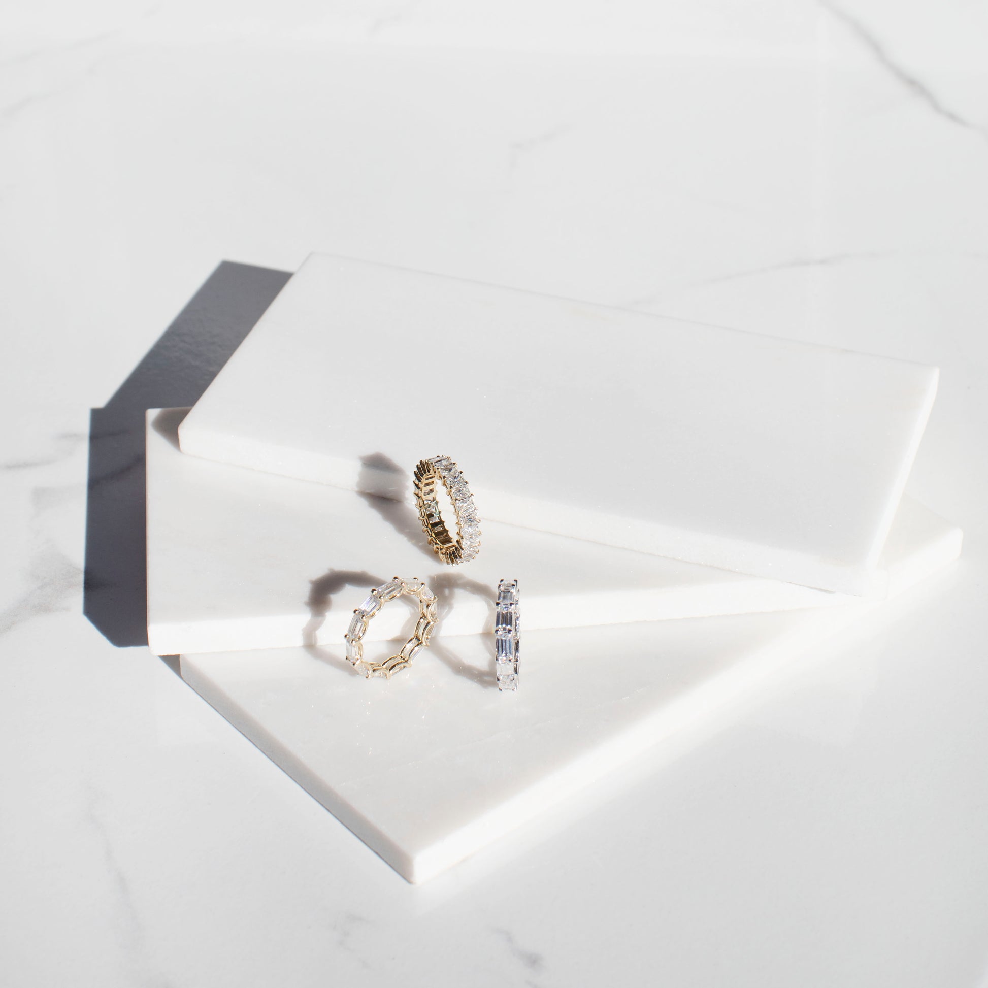 3.83 Carat Natural Diamond Princess Baguette Eternity Ring