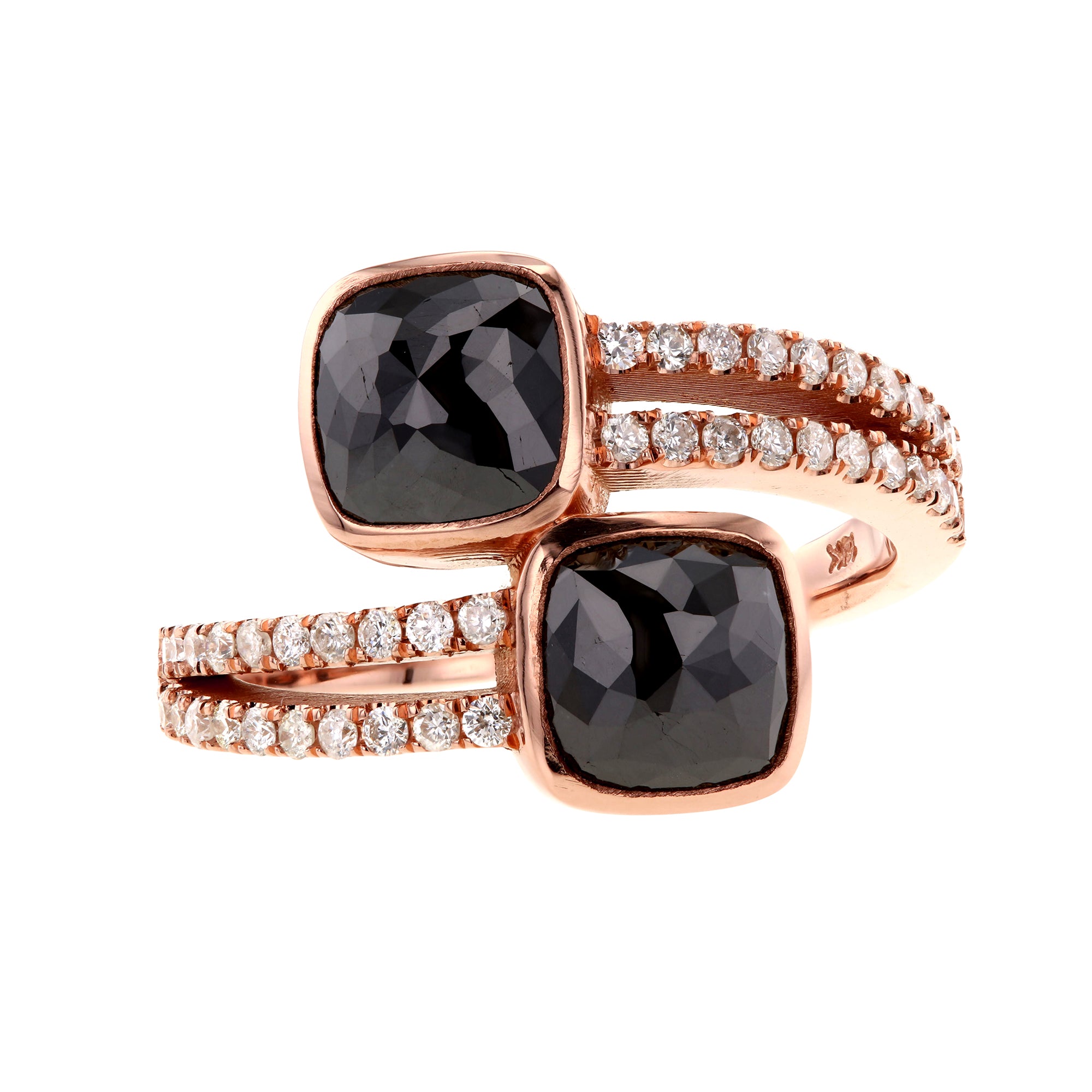 2.83 Carat Black Diamond Toi et Moi Ring