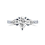 1.57 Carat Natural Diamond Pear Platinum 3-Stone Ring