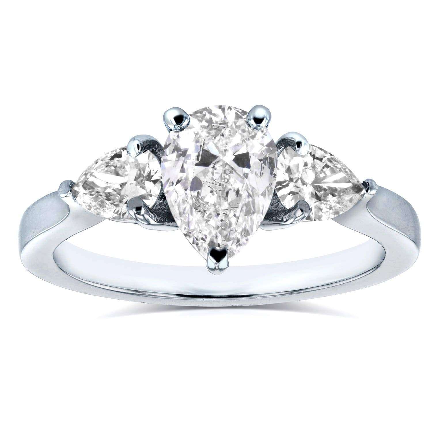 Kobelli Diamond Pear Three-Stone Engagement Ring 1 3/5 CTW in Platinum (Certified) 71289X/7.0P