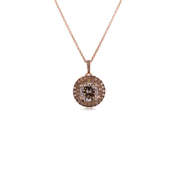 Brown & Champagne Diamond Rose Gold Necklace