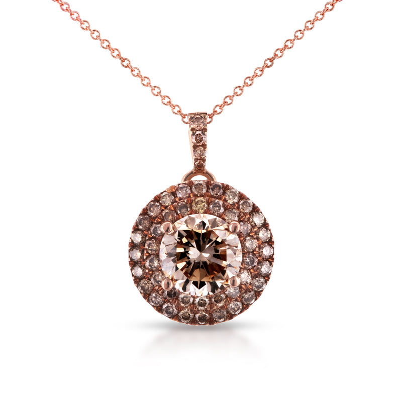 Brown & Champagne Diamond Rose Gold Necklace
