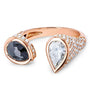 Kobelli Two Collection Certified Black and White Pear Diamond, Bezel and Pave Open Wrap-around Ring 3 7/8 CTW 18k Rose Gold - Size 7 71384X/7R